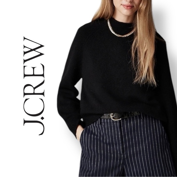 J Crew Merino Alpaca Blend Ribbed Mock Turtleneck Sweater Black Size XS - Picture 2 of 11